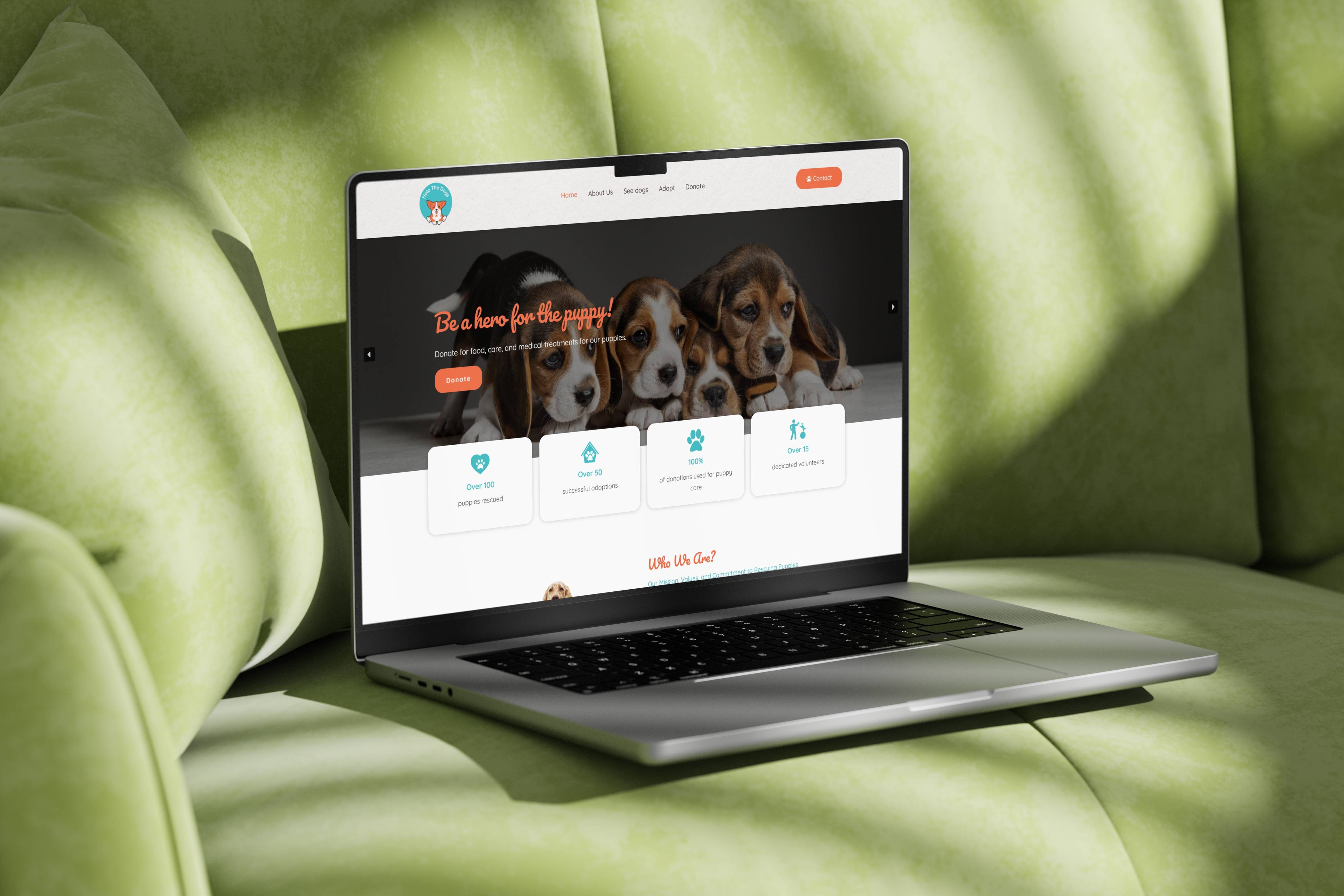 help the dogs website mockup