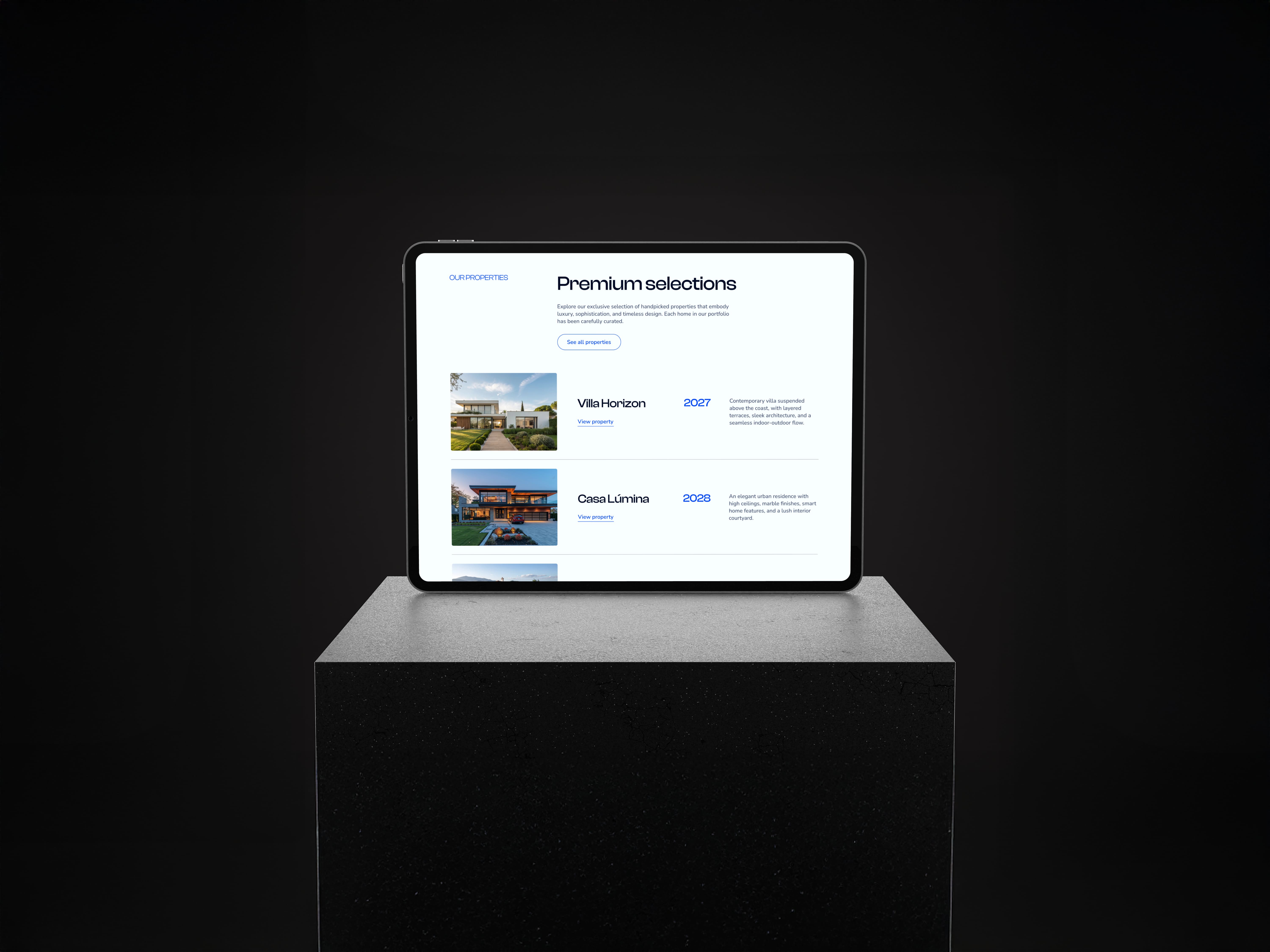 Real estate website mockup