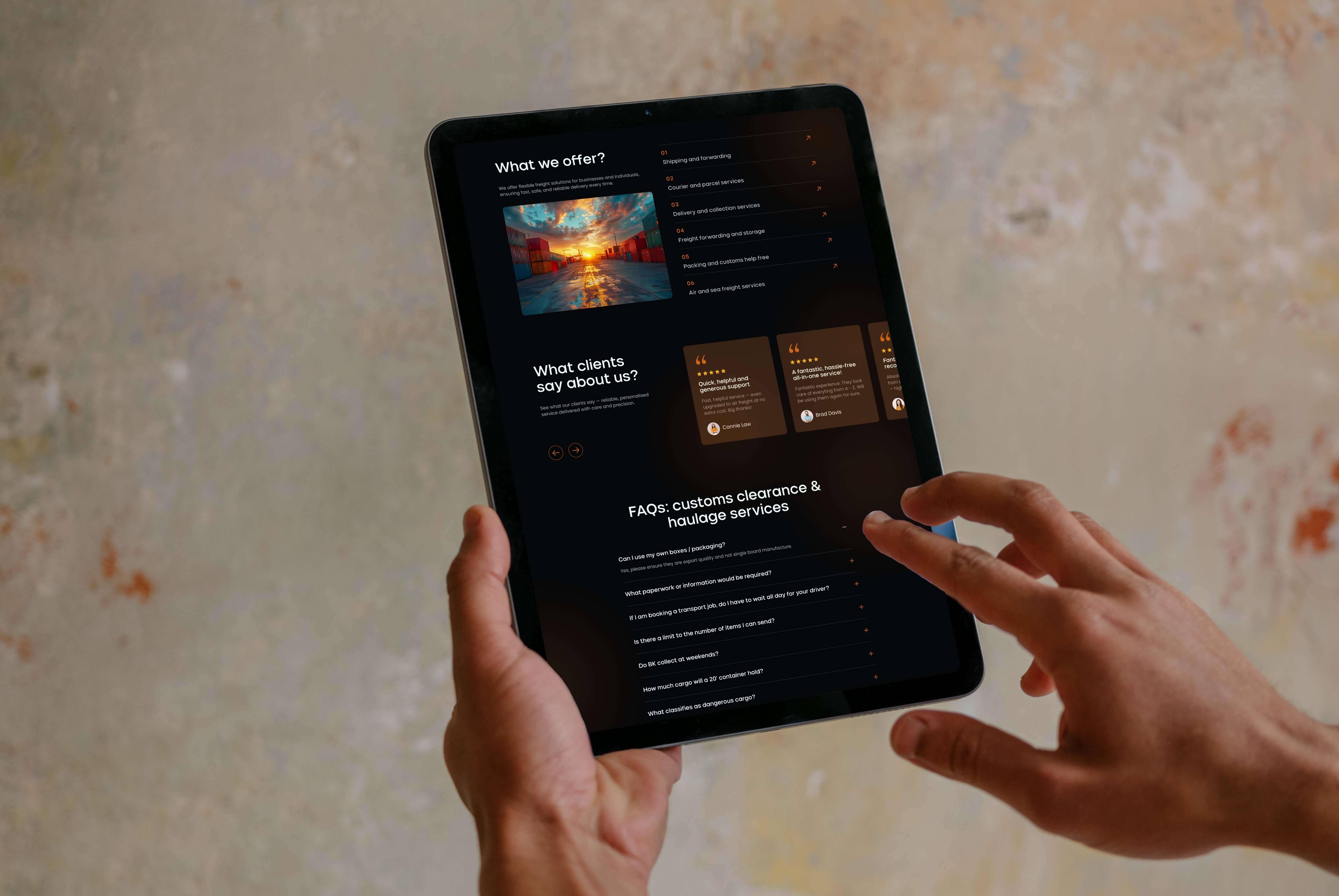 BK Freight website mockup